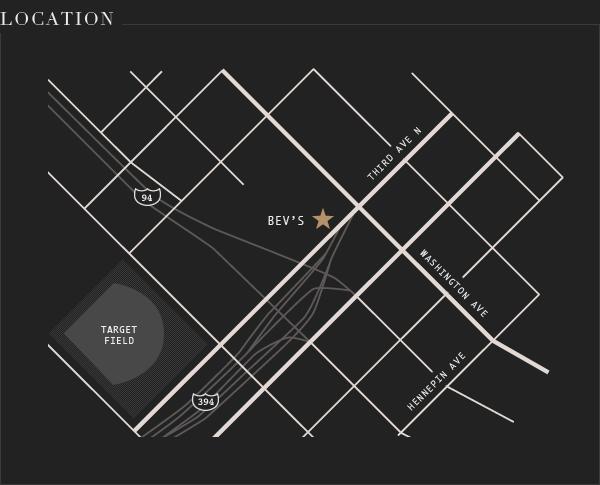 Map of Downtown Minneapolis - Bev's Wine Bar